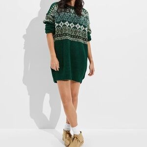 American Eagle Fairisle Sweater Mini Dress green size XS